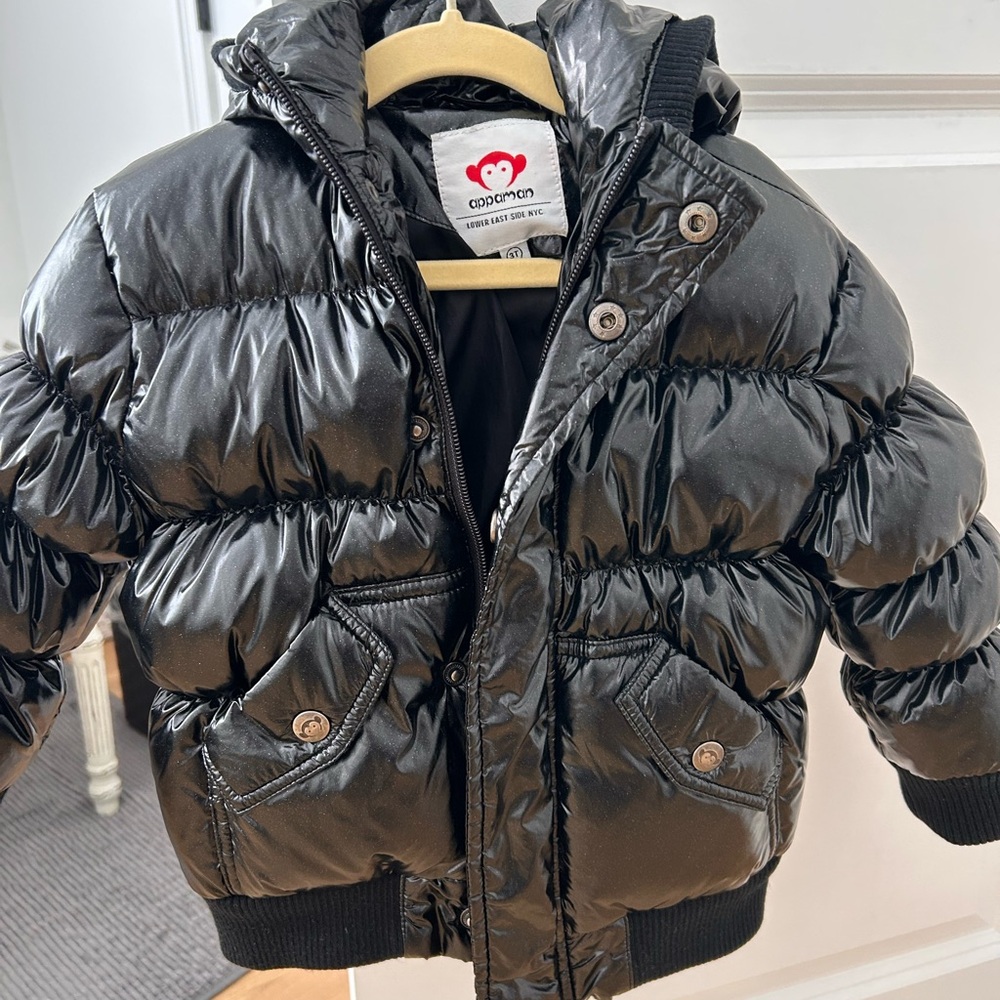 Appaman Kids Black Puffer Jacket with Hood size 3T